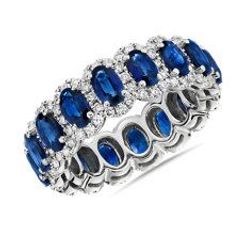 Oval Sapphire Halo Eternity Ring